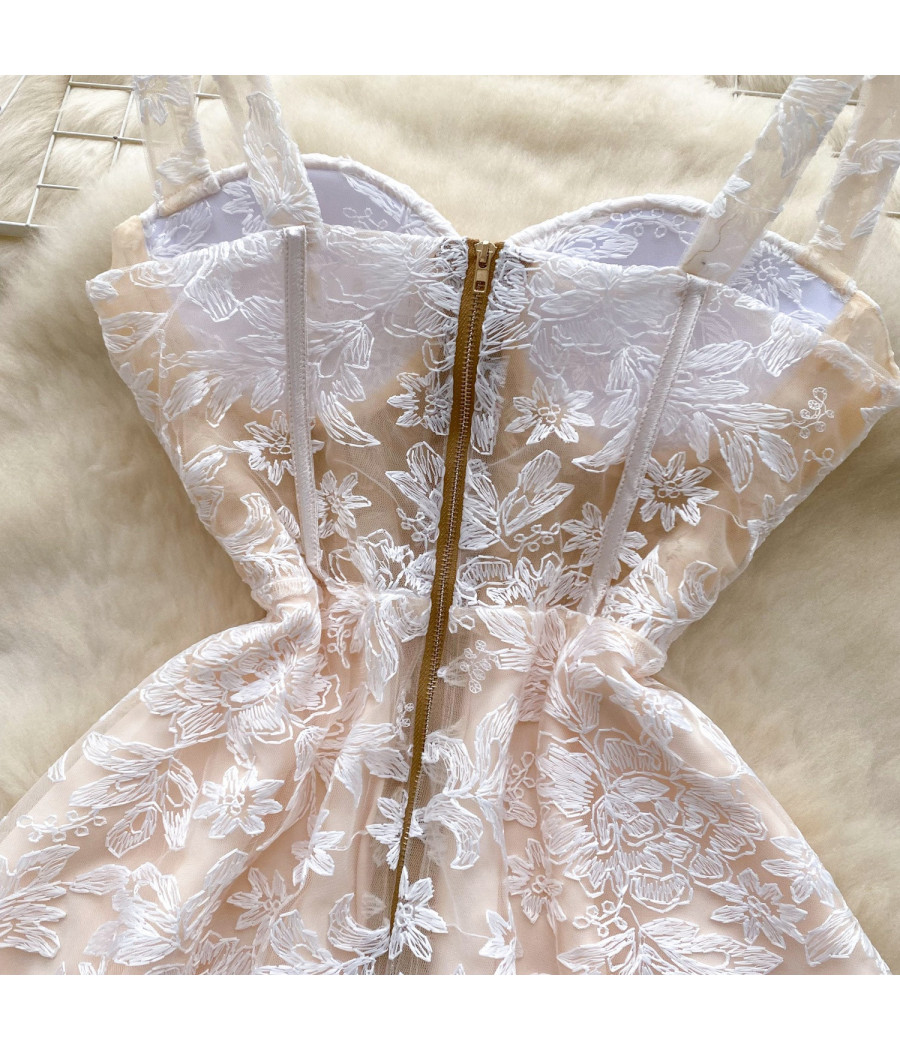 Lace Embroidery Spaghetti Strap Dress