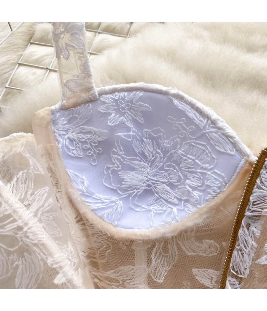 Lace Embroidery Spaghetti Strap Dress