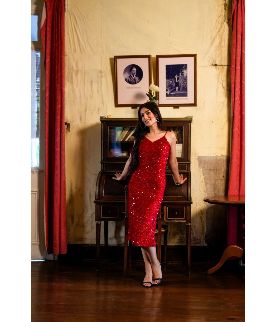 Red Sequin Party Dress