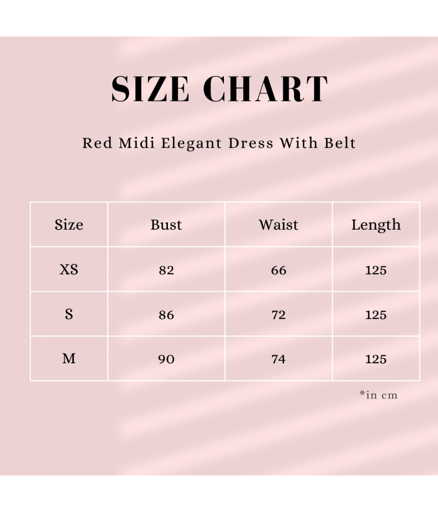 Red Midi Elegant Dress With Belt