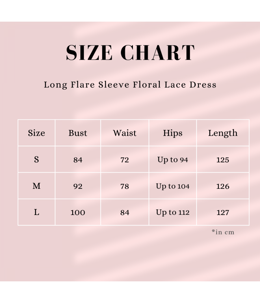Long Flare Sleeve Floral Lace Dress