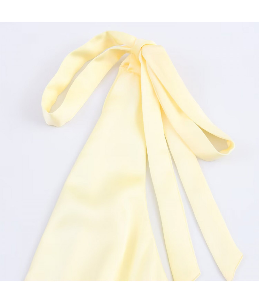 Yellow V-Neck Midi Dress