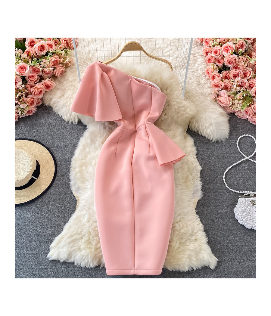 Baby Pink One Shoulder Bodycon Dress