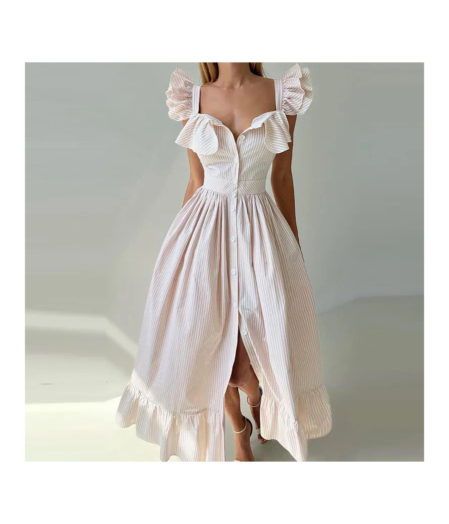 White Midi Dress with Small Ruffled Sleeves