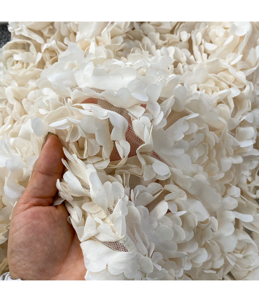 3D Designs Flowers Off White Dress