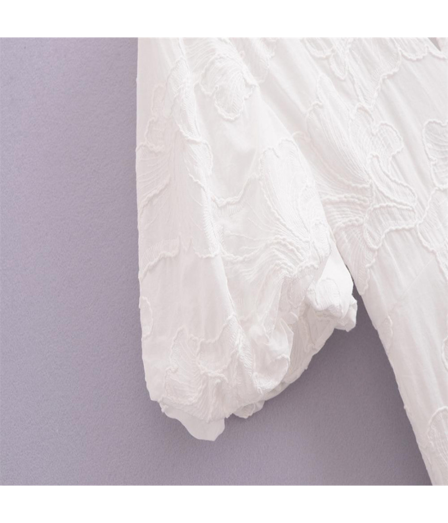 White Dress with V-Neck