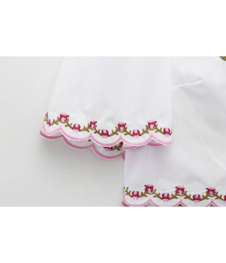 Floral White Top with Embroidery