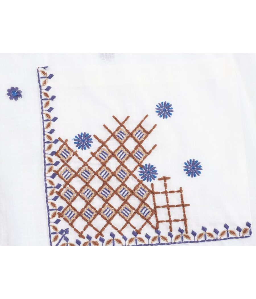 V-neck Embroided Short Sleeve Top