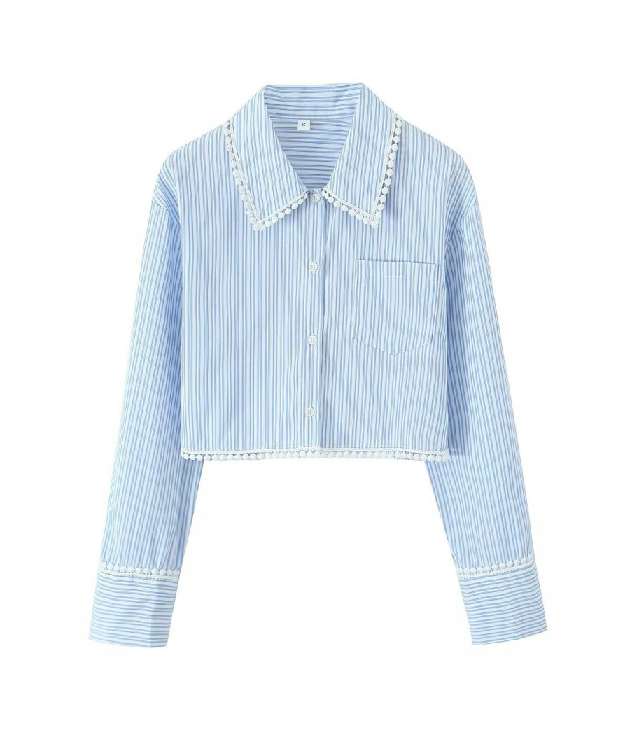 Light Blue Stripped with detailing at Collar and Sleeves