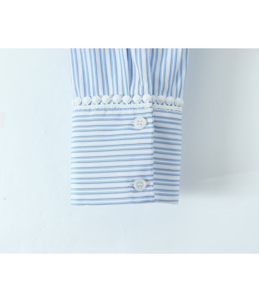 Light Blue Stripped with detailing at Collar and Sleeves
