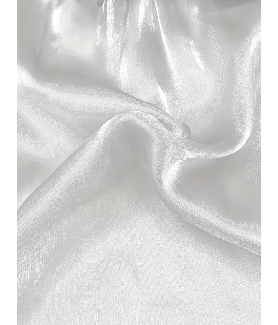 Long Sleeve White Top with Puff Sleeves and High Collar