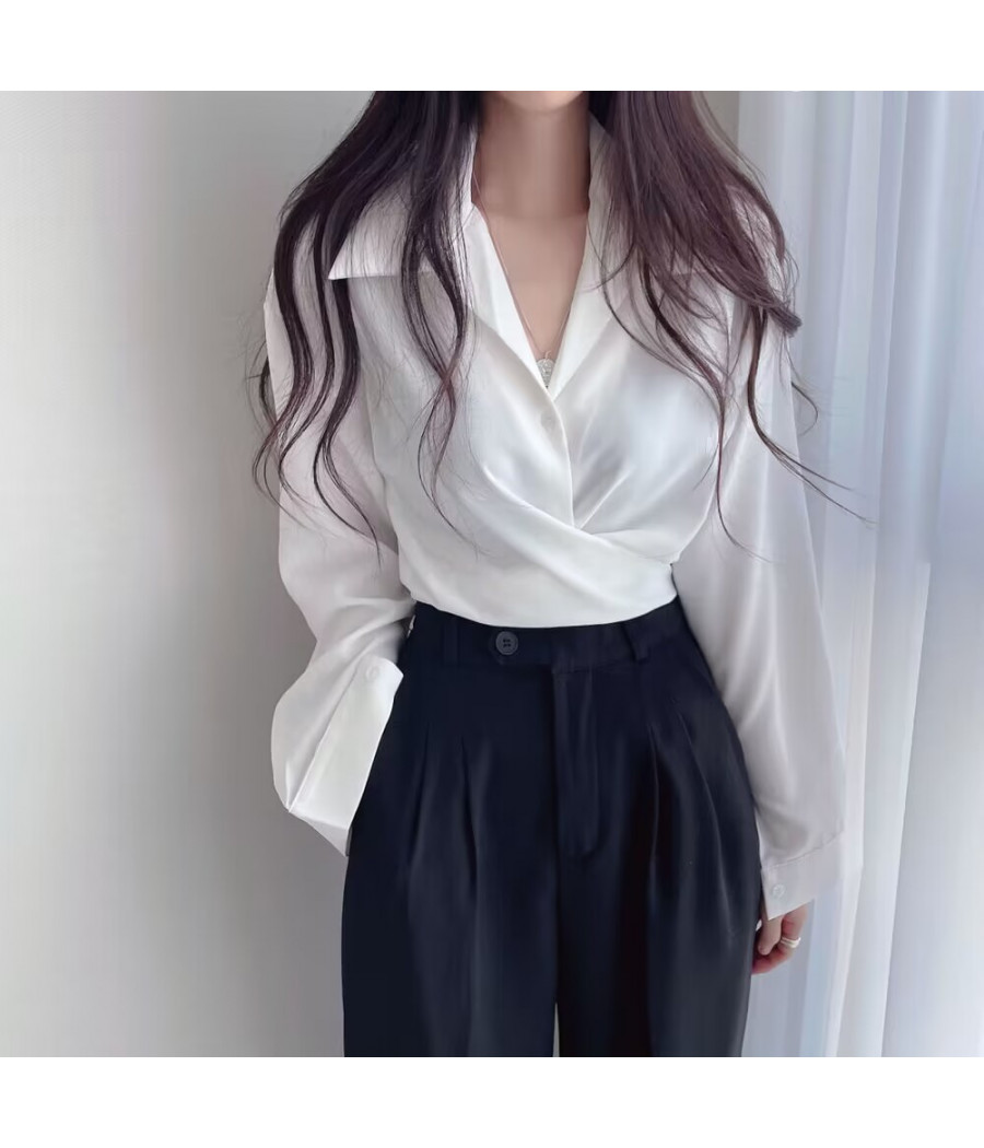 Long Sleeve White Collar Blouse