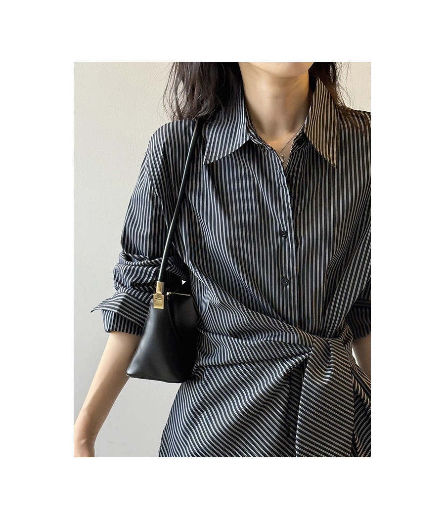 Navy Stripped Blouse with Cross Bow in Front