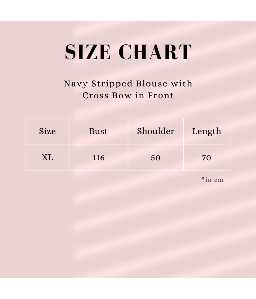 Navy Stripped Blouse with Cross Bow in Front