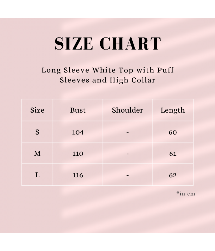 Long Sleeve White Top with Puff Sleeves and High Collar
