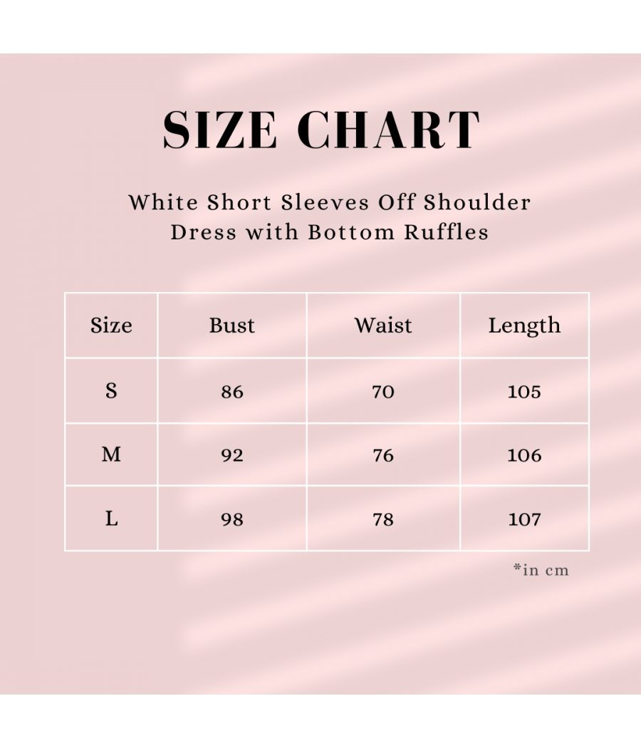 White Short Sleeves Off Shoulder Dress with Bottom Ruffles