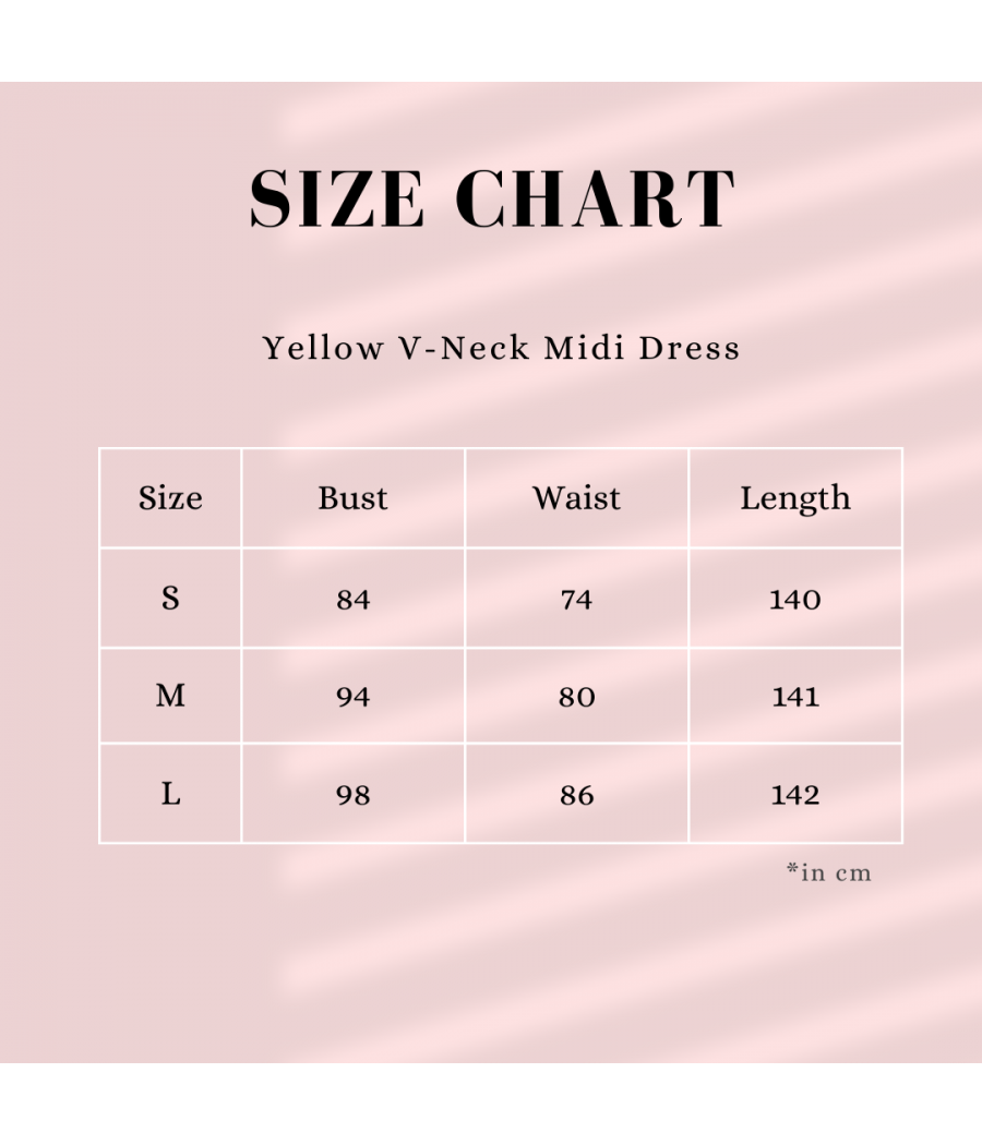 Yellow V-Neck Midi Dress