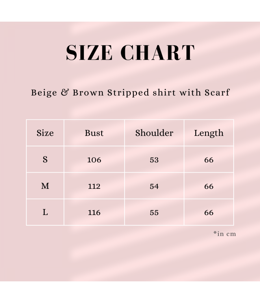 Beige and Brown Stripped Shirt with Scarf