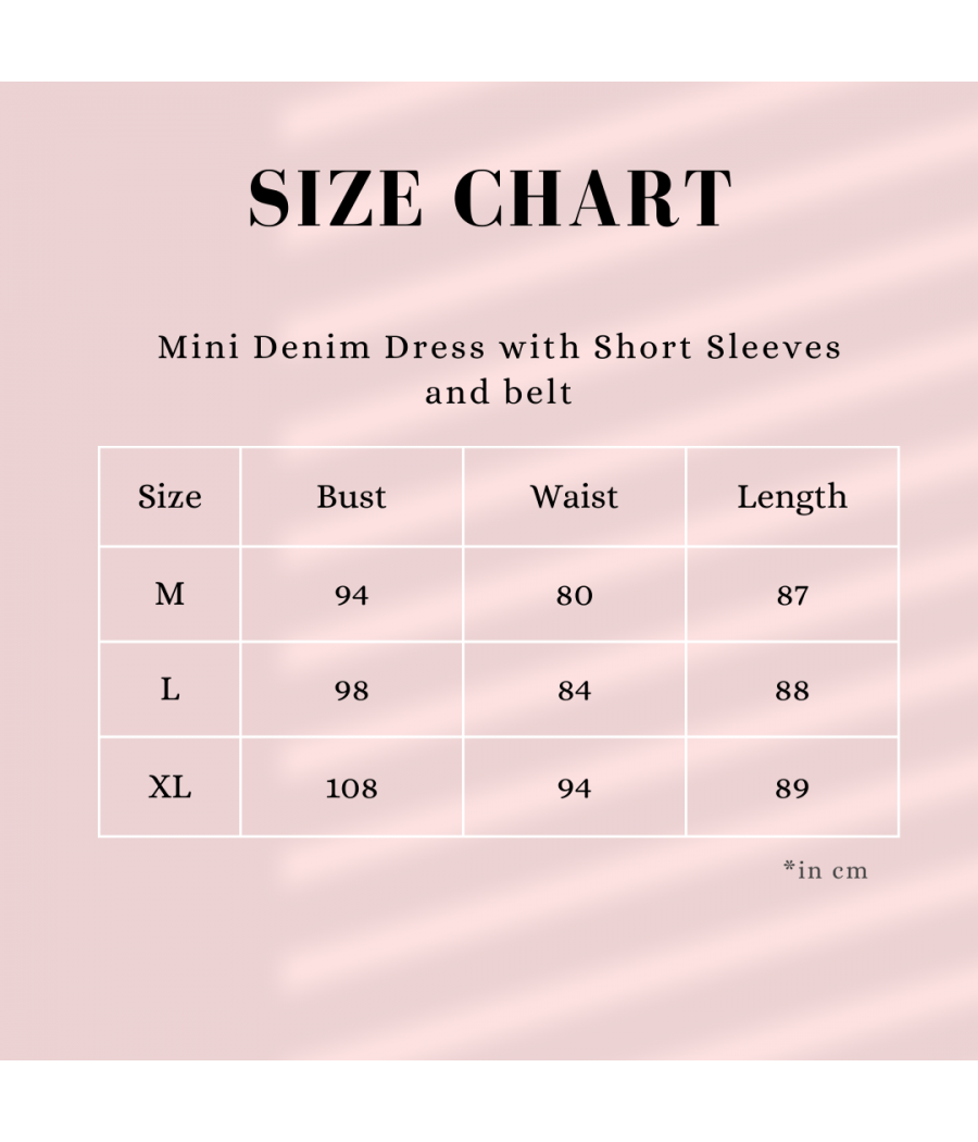 Mini Denim Dress with Short Sleeves and Belt
