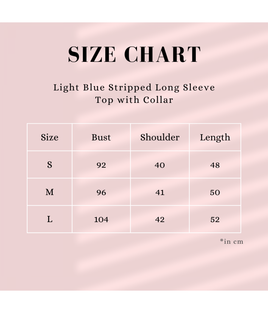 Light Blue Stripped Long Sleeve Top with Collar