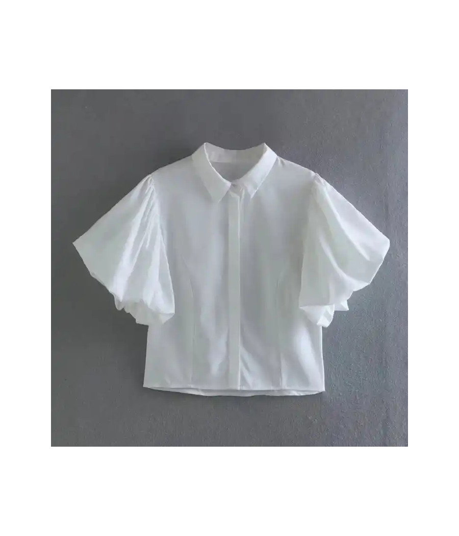 White Puff Sleeve Blouse Shirt