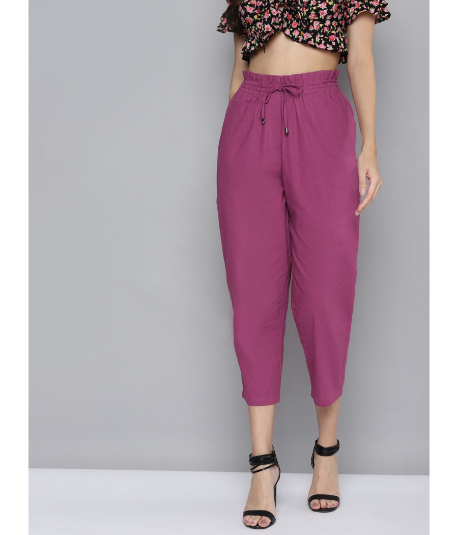 Fuchsia Smocked Waistband Straight Pants