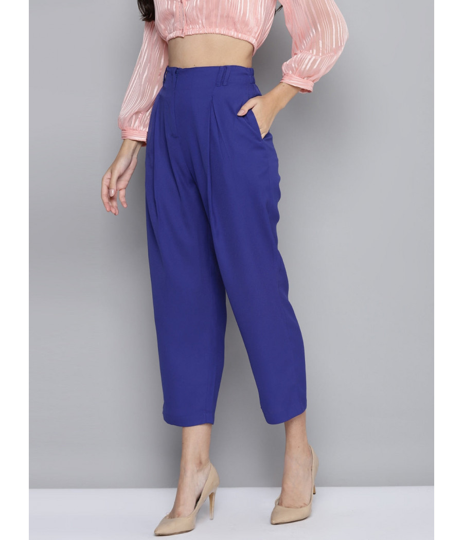 Royal Blue Front Zip Detail Pants